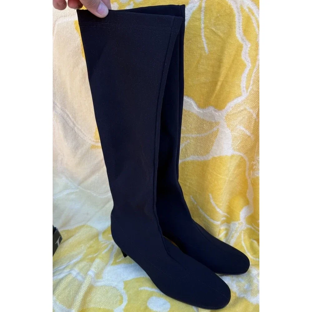 NEW In Box Anne Klein Samantha Black/Stretch Boots Size 8.5
